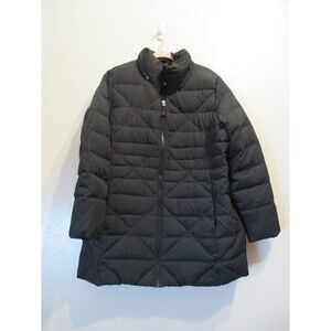 Lands End Womens Sz XL 18 Down Filled Puffer Jacket Black Hip Length Outdoor